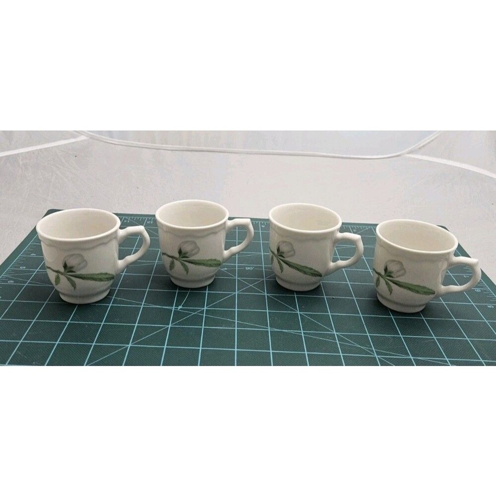 Vintage Demitasse Cup Restaurant Ware Flower Bud Design Lot of 4